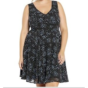 Torrid Midi Dress Size 14 Blue Heart Zipper Chiffon NWT Whimsigoth Fairygoth